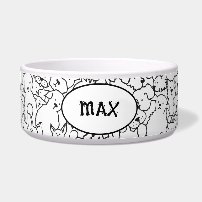 Écuelle Boule de chien personnalisée avec Dog Doodle Desig (Devant)