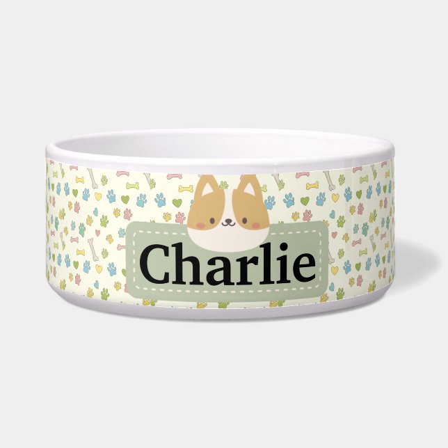 Écuelle Boule de chien personnalisée avec le nom de l'anim (Devant)