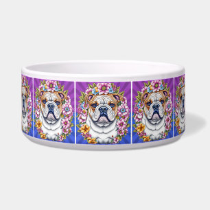 Écuelle Bouledogue et fleurs fantaisistes