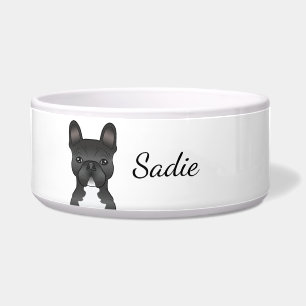 Écuelle Bouledogue Français noir et blanc / Frenchie & nom