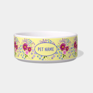 Écuelle Bouquet de fleurs Chien ou Chat Bol Jaune