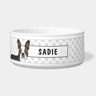 Écuelle Brindle Boston Terrier Cute Dog Head & Custom Text
