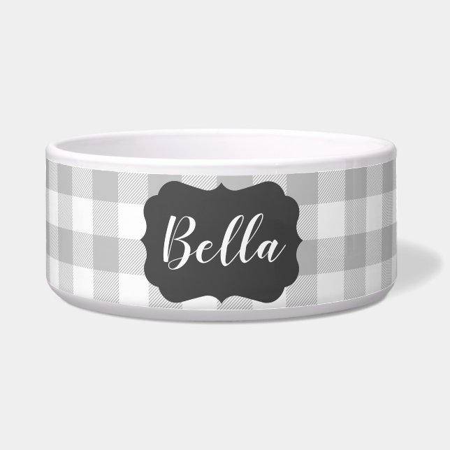Écuelle Buffalo Plaid Chalkboard Étiquette Personnalisé No (Devant)