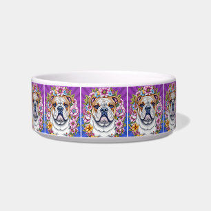 Écuelle Bulldog et Fleurs Whimsical
