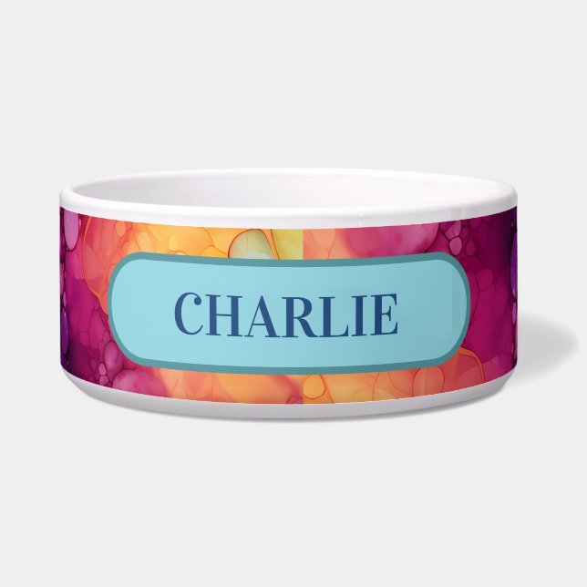 Écuelle Bulles Abstraites d'alcool et d'encre (Devant)