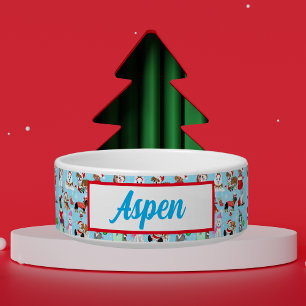 Écuelle Célébration des chiens de Noël Nom de l'animal de 