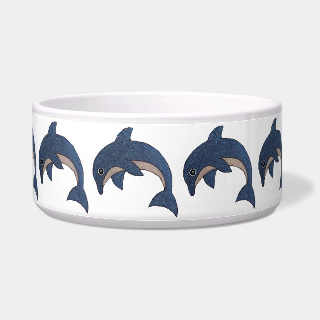 Écuelle Cercle d'Étincelle Dauphins Sautants Bleu Foncé Bl (Droite)