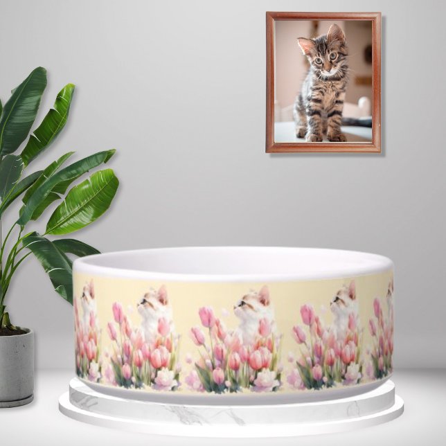Écuelle Chat Cache-Cache Rose Floral  (Créateur téléchargé)
