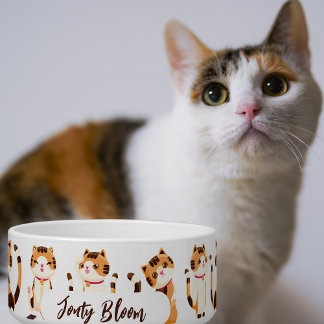 Écuelle Chat Cartoon Personnalisé Happy Calico