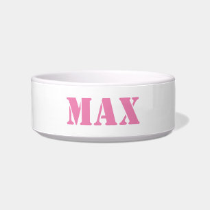Écuelle Chat chien de nom rose moderne Bowl