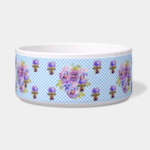 Écuelle Chat Chien Shabby Floral Bleu en vichy mignonne No