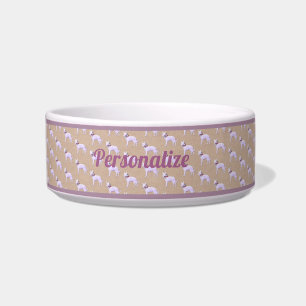 Écuelle Chat de chien mignon blanc Lavande violet Motif ch