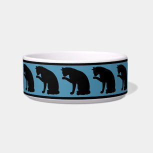 Écuelle Chat en silhouette noir et bleu