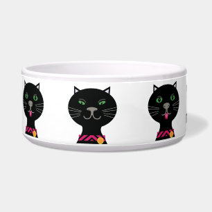 Écuelle Chat noir aux yeux verts mignon bol de chien