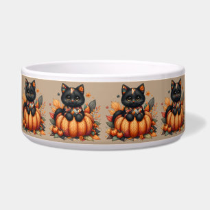 Écuelle Chat noir sur Citrouille avec Motif de courtepoint