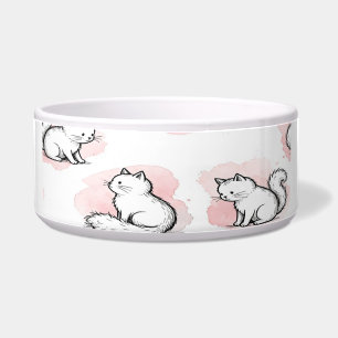 Écuelle Chats Blancs Mignons Motif Aquarelle Rose Chat Kaw