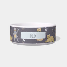 Chats dans l'espace Motif sans couture Nom personn