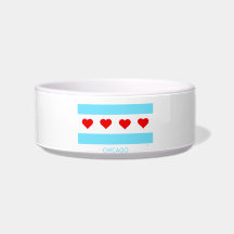 Chicago Flag avec Hearts Pet Bowl