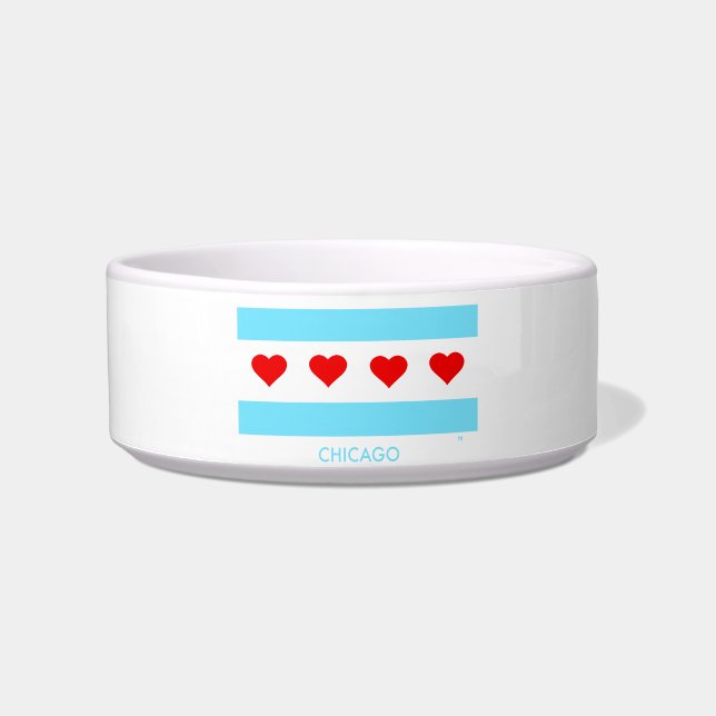Écuelle Chicago Flag avec Hearts Pet Bowl (Devant)