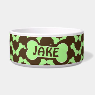 Écuelle Chien Bone Zigzag Motif avec nom