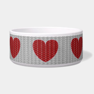 Écuelle Chien Bowl Argent Red Heart Parties scintillant