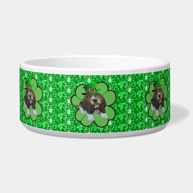 Écuelle Chien Bowl Basset Hound St Patrick's Clover (Gauche)