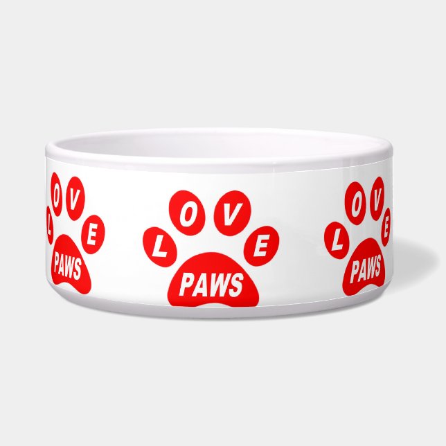 Écuelle Chien Bowl Love Paws on Paws Red (Devant)