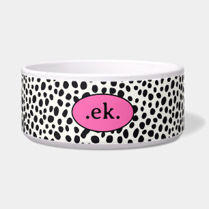 Écuelle Chien dalmate Abstrait Motif rose Monogramme