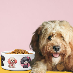 Écuelle Chien de caniche de Saint-Valentin bols à chiens
