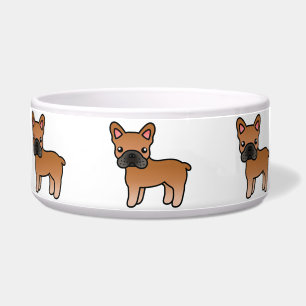 Écuelle Chien de dessin animé Bouledogue Français rouge