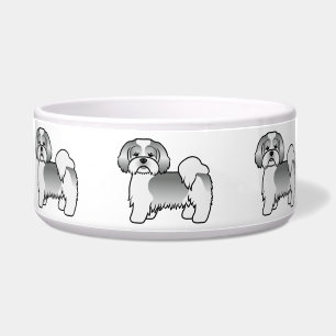 Écuelle Chien de dessin animé mignon Lhasa Apso argent et