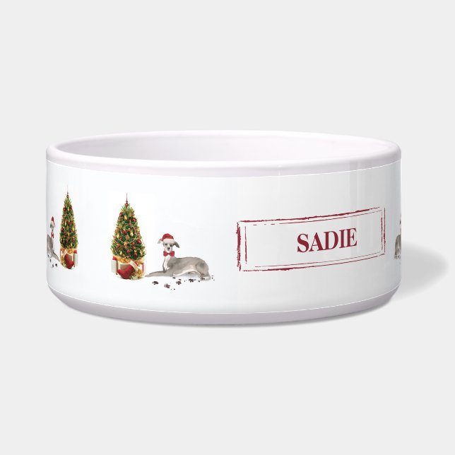 Écuelle Chien de Noël italien Greyhound avec arbre (Gauche)
