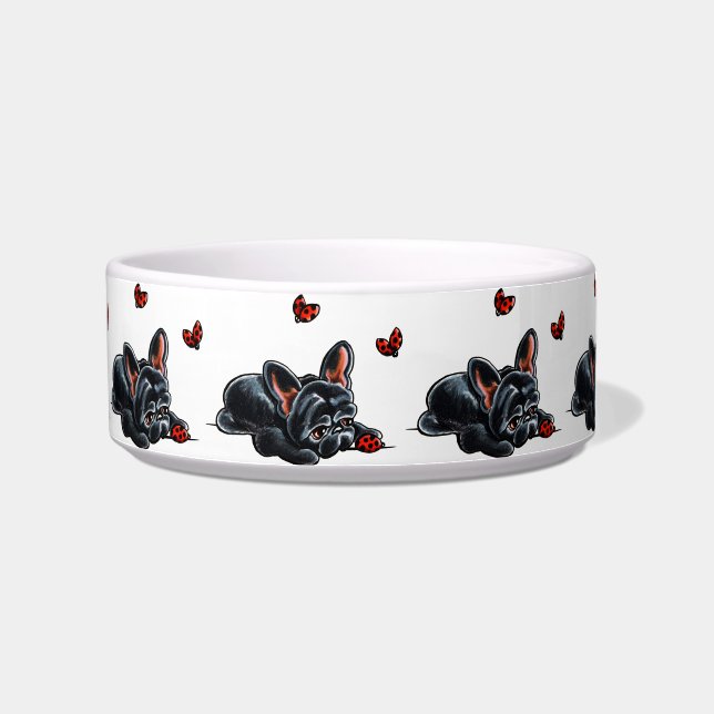 Écuelle Chien de taureau français noir Ladybug (Droite)