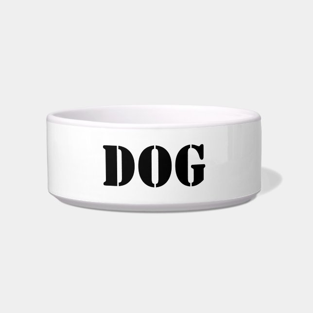 Écuelle Chien de texte personnalisé noir et blanc moderne (Devant)