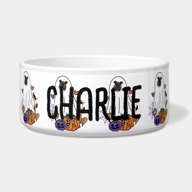 Écuelle Chien fantôme d'Halloween Puggle (Devant)