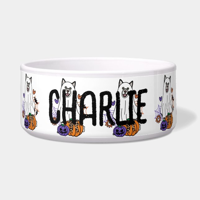 Écuelle Chien fantôme Husky Halloween (Devant)