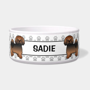 Écuelle Chien Lhasa Apso Sable Rouge Avec Pattes & Nom