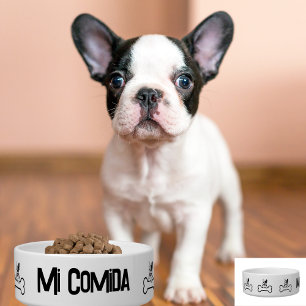 Écuelle Chien mignon avec os, Bouledogue français, Espagno