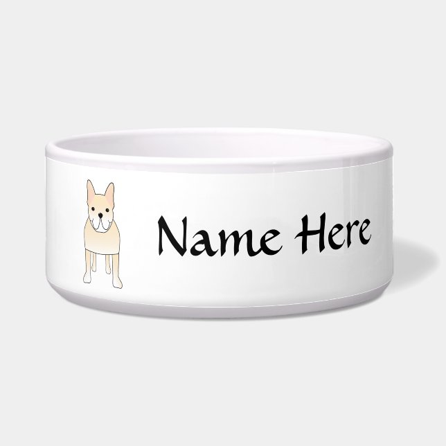 Écuelle Chien mignon. Bouledogue français crème pâle (Devant)