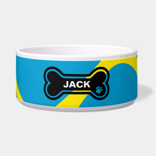 Écuelle Chien personnalisé bleu et jaune coloré