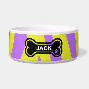 Écuelle Chien Personnalisé Jaune Clair et Violet
