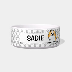 Écuelle Chien pomeranian orange et blanc et nom de l'anima