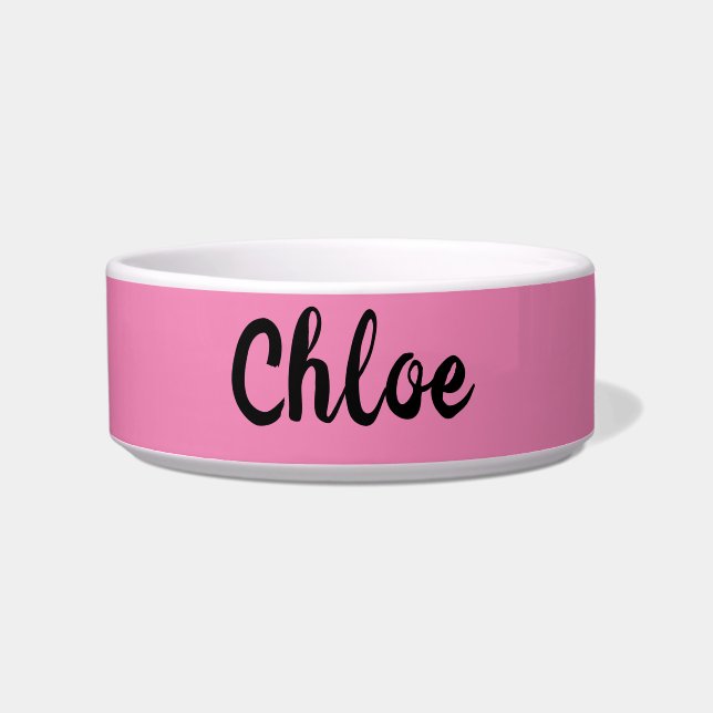 Écuelle Chien rose ou bol de chat personnalisé (Devant)