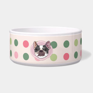 Écuelle Chien taureau français et points colorés