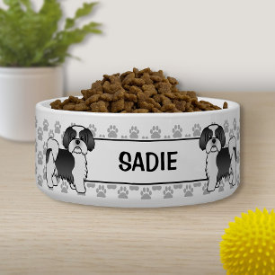 Écuelle Chien Tzu Chih Noir Et Blanc Avec Patrouilles Et N