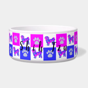 Écuelle Chien Tzu Silhouette Chien & Paw Hot Rose & Blue