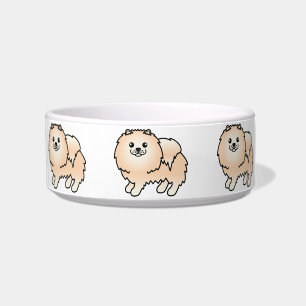 Écuelle Chiens de dessin animé mignons Pomeranian crème