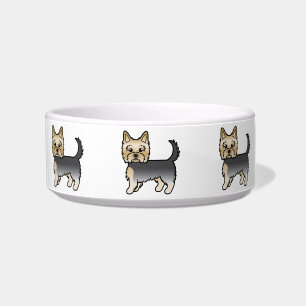 Écuelle Chiens de dessin animé Yorkshire Terrier bleu et o