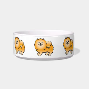 Écuelle Chiens Pomeranian de Dessin Animé Mignons Orange