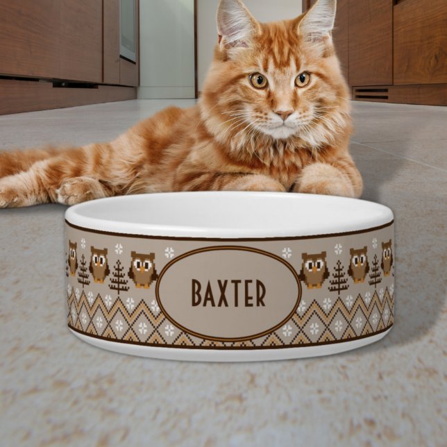 Écuelle Chouette rétro Design Tan Orange Brown (Créateur téléchargé)